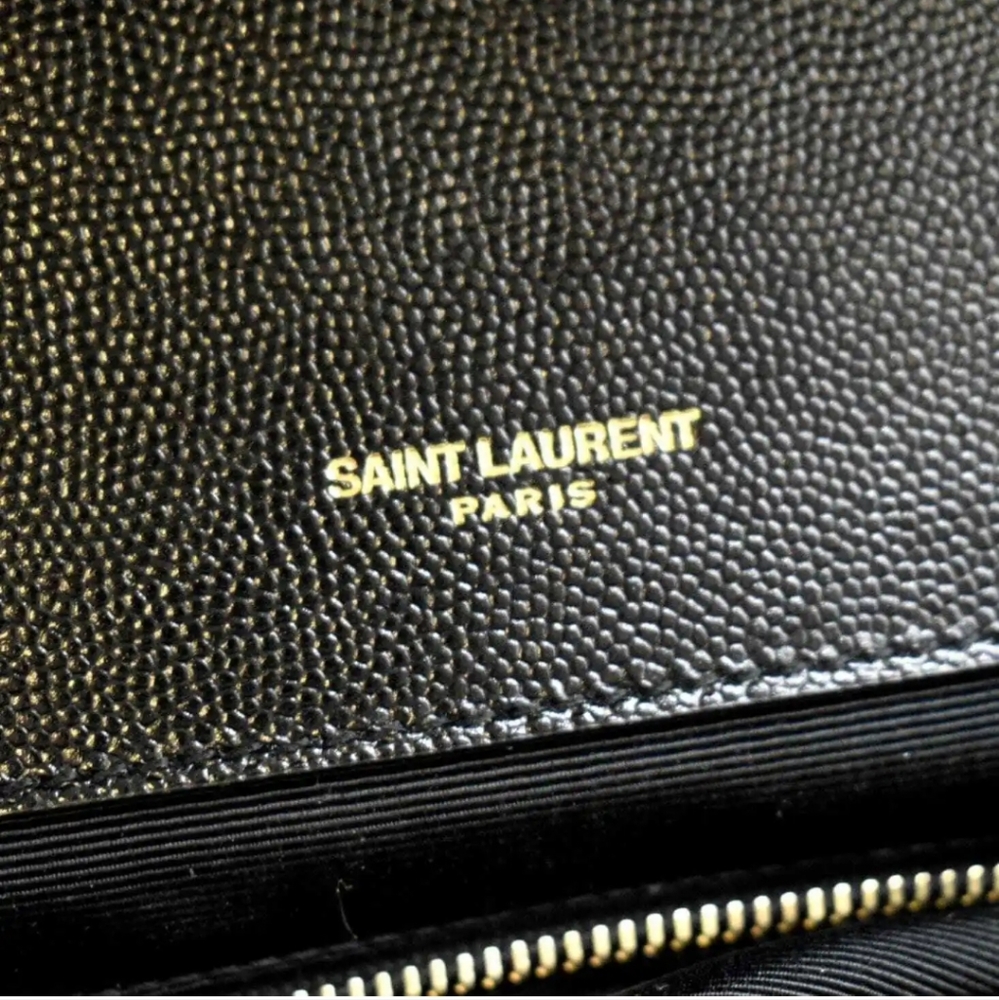 YVES SAINT LAURENT Large Envelope Leather Chain Shoulder Bag Black - Picture 14 of 15